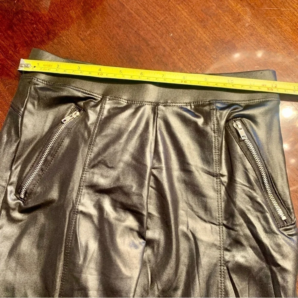 NWT Wila Leggings OSFM Vegan Leather Black Elastic Waist Zippered Pocket NEW - Picture 11 of 12